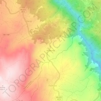 Mappa topografica Fonte Fria, altitudine, rilievo