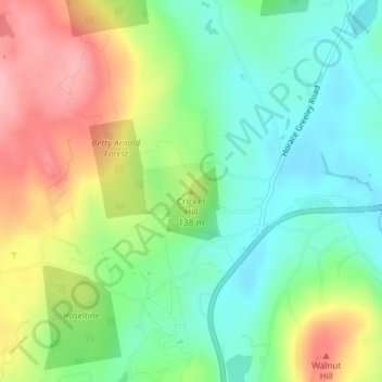 Mappa topografica Cricket Hill, altitudine, rilievo