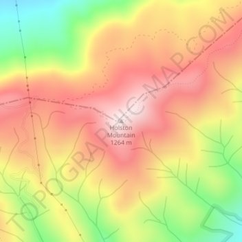 Mappa topografica Holston Mountain, altitudine, rilievo
