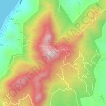 Mappa topografica Mount Gulugod Baboy, altitudine, rilievo