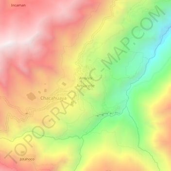 Mappa topografica Amarete, altitudine, rilievo