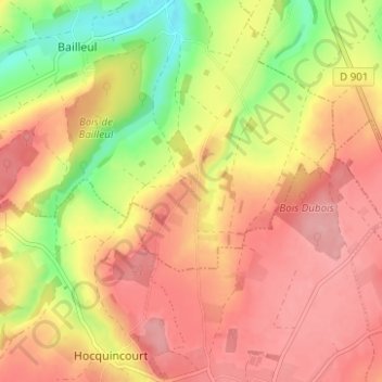 Mappa topografica Grandsart, altitudine, rilievo