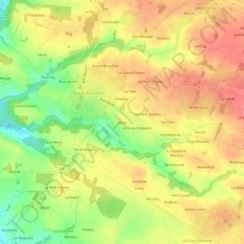 Mappa topografica Kério, altitudine, rilievo