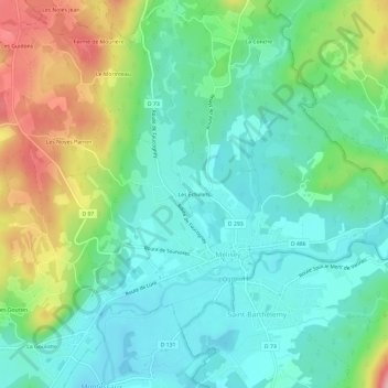 Mappa topografica Les Échelets, altitudine, rilievo