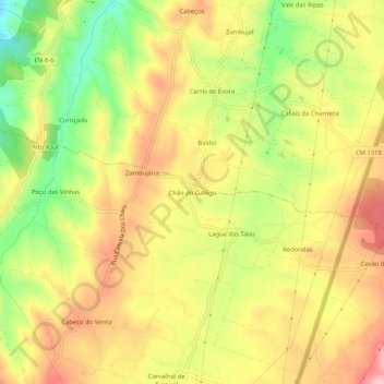 Mappa topografica Chão do Galego, altitudine, rilievo