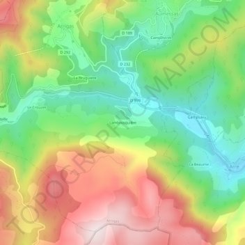 Mappa topografica Lambrusquière, altitudine, rilievo