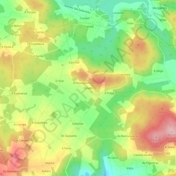 Mappa topografica Colado, altitudine, rilievo