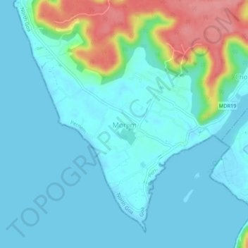 Mappa topografica Morjim, altitudine, rilievo
