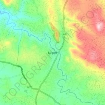 Mappa topografica Migori, altitudine, rilievo