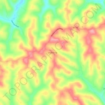 Mappa topografica Jacobsburg, altitudine, rilievo