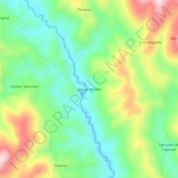 Mappa topografica Aguas Verdes, altitudine, rilievo
