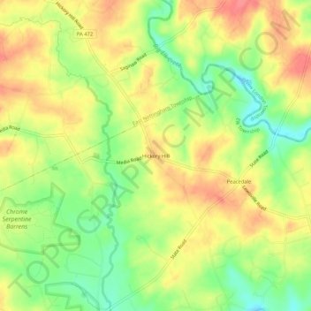 Mappa topografica Hickory Hill, altitudine, rilievo