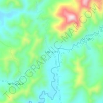 Mappa topografica San Isidro, altitudine, rilievo