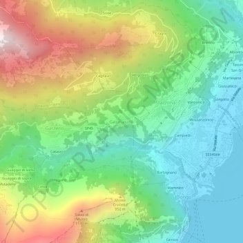 Mappa topografica Germasino, altitudine, rilievo