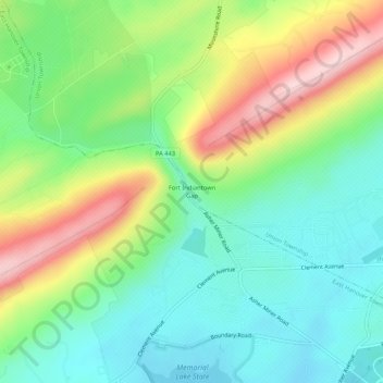 Mappa topografica Fort Indiantown Gap, altitudine, rilievo