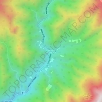 Mappa topografica Camp 4, altitudine, rilievo