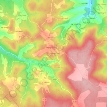 Mappa topografica Chante Alouette, altitudine, rilievo