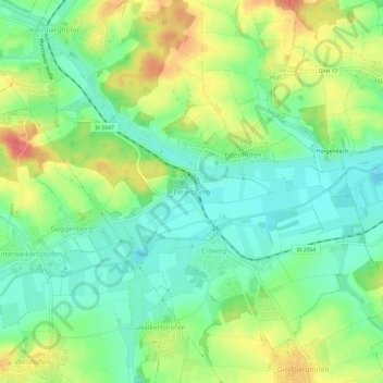 Mappa topografica Petersberg, altitudine, rilievo
