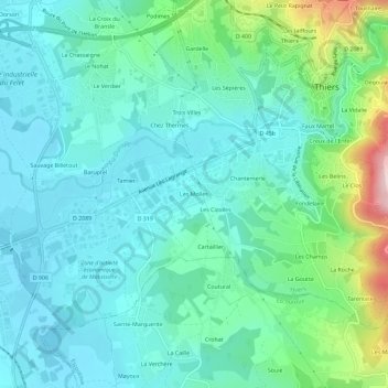 Mappa topografica Les Molles, altitudine, rilievo