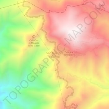 Mappa topografica San José del Pacífico, altitudine, rilievo