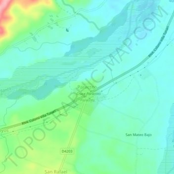 Mappa topografica Paractito, altitudine, rilievo