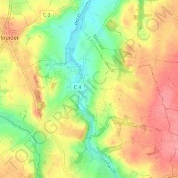 Mappa topografica Meinvor, altitudine, rilievo