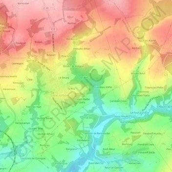 Mappa topografica Creach Balbe, altitudine, rilievo