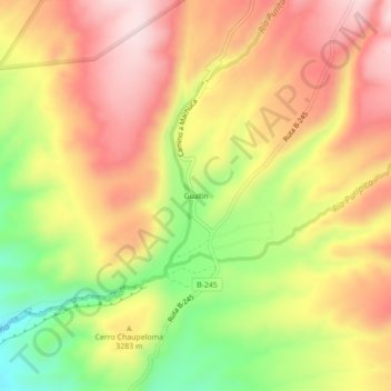Mappa topografica Guatín, altitudine, rilievo