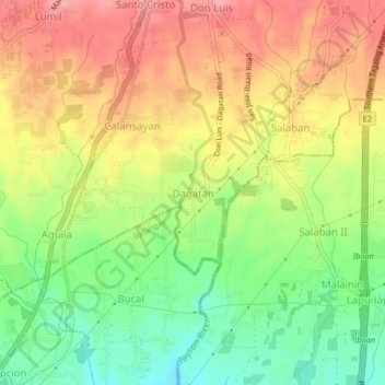 Mappa topografica Dagatan, altitudine, rilievo
