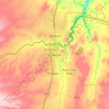 Mappa topografica La Quiaca, altitudine, rilievo