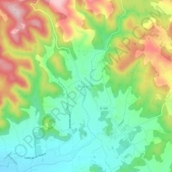 Mappa topografica Buscastell, altitudine, rilievo