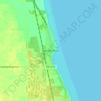 Mappa topografica Sandy Hook, altitudine, rilievo