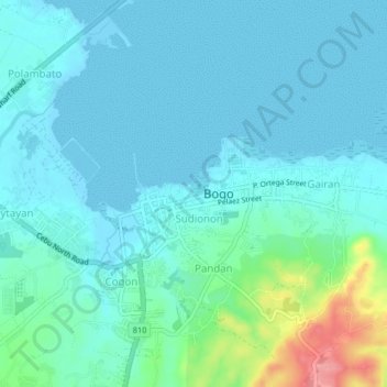 Mappa topografica Sambag, altitudine, rilievo