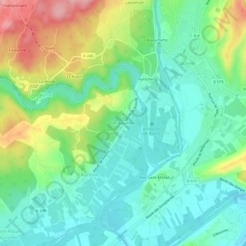 Mappa topografica Les Bouchets, altitudine, rilievo