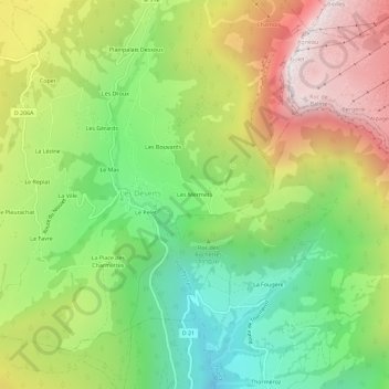Mappa topografica Les Mermets, altitudine, rilievo