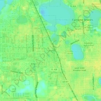 Mappa topografica Fairvilla, altitudine, rilievo