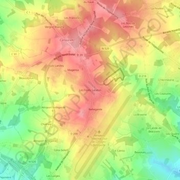 Mappa topografica Les Fonts Saladas, altitudine, rilievo