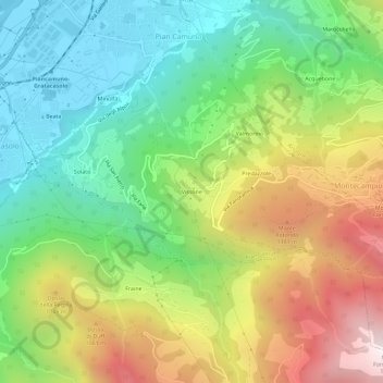 Mappa topografica Vissone, altitudine, rilievo