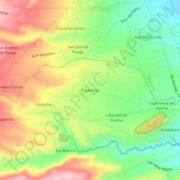 Mappa topografica Patalanga, altitudine, rilievo
