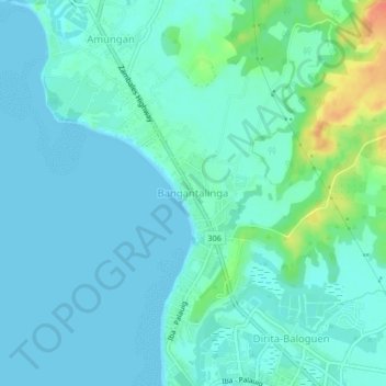 Mappa topografica Bangantalinga, altitudine, rilievo