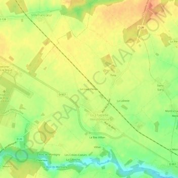 Mappa topografica Le Loup Pendu, altitudine, rilievo