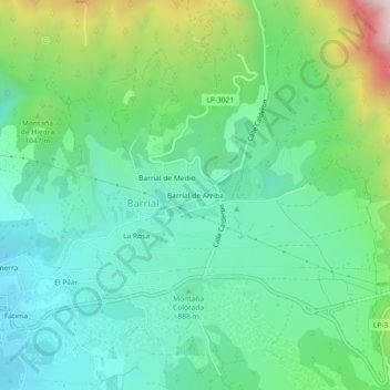Mappa topografica Barrial de Arriba, altitudine, rilievo