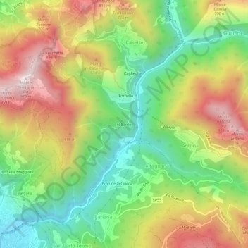 Mappa topografica Al Santo, altitudine, rilievo