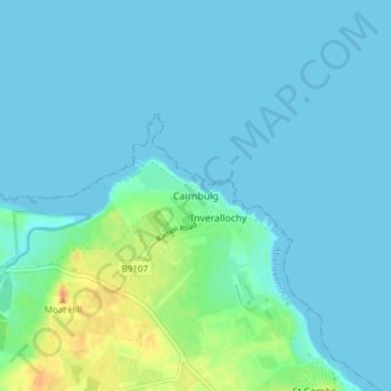 Mappa topografica Cairnbulg, altitudine, rilievo