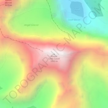Mappa topografica Mount Edith Cavell, altitudine, rilievo