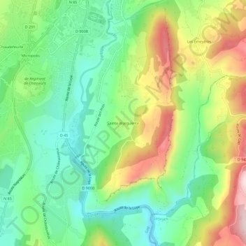 Mappa topografica Sainte-Marguerite, altitudine, rilievo