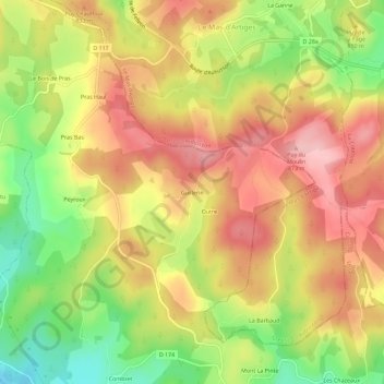 Mappa topografica Guillerin, altitudine, rilievo