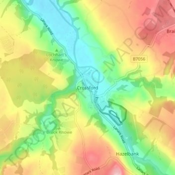 Mappa topografica Crossford, altitudine, rilievo