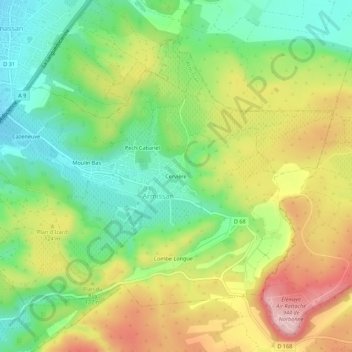 Mappa topografica Cervière, altitudine, rilievo
