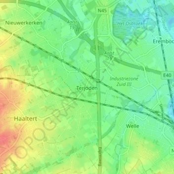 Mappa topografica Terjoden, altitudine, rilievo